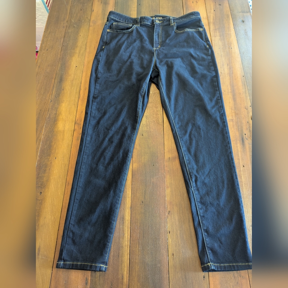 Michael‎ Kors Izzy Skinny Jeans Size 14 Women's Dark Wash 29.5in Inseam Waist 34